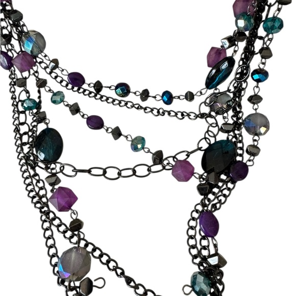 Elegant Multi-Layered Purple and Black Necklace - Picture 2 of 5